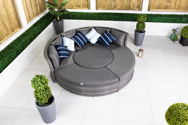 Delphi 3-in-1 Modular Round Sofa Daybed & Dining Set - Grey