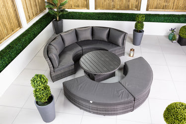 Delphi 3-in-1 Modular Round Sofa Daybed & Dining Set - Grey