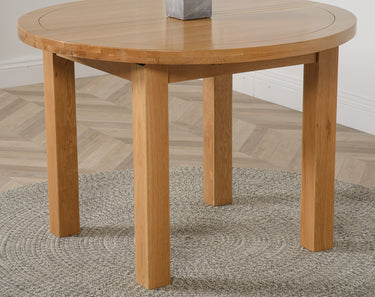 Edmonton Round Extendable Oak Dining Set with 6 Lola Black Fabric Chairs