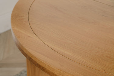 Edmonton Round Extendable Oak Dining Set with 6 Lola Black Fabric Chairs