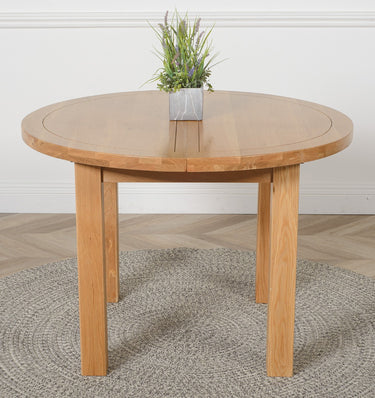 Edmonton 110 - 140cm Solid Oak Extendable Round Dining Table