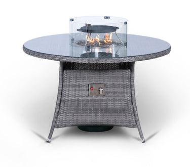 Giardino Fire Pit 4 Seater Round Rattan Dining Table - Grey