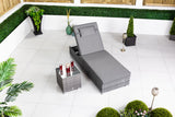 Giardino Rattan Sun Lounger & Table Set - Grey