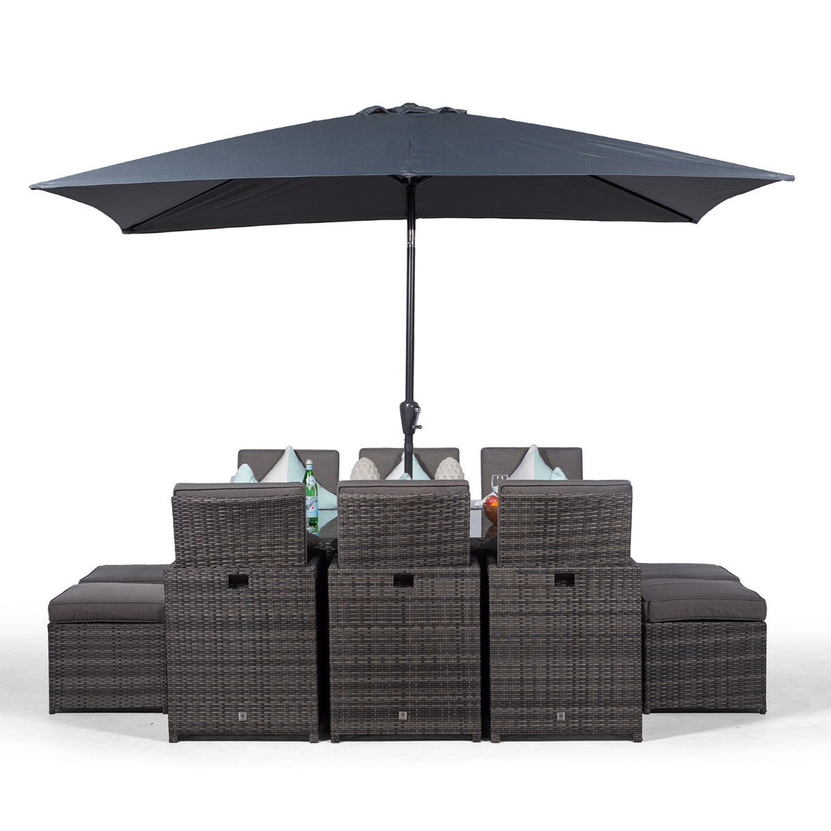Boxy Rattan Dining Set Giardino Rattan 6 Seater Cube Dining Table & Chairs Set with 4 Stools ...