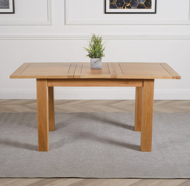 Hampton Small Oak Extending Dining Table with 6 Montana Black Fabric Chairs