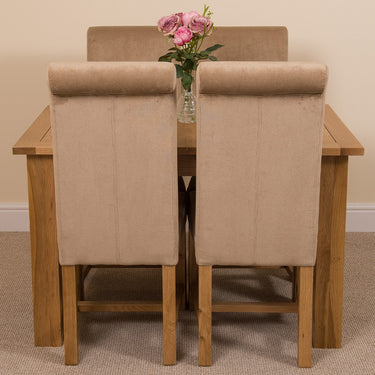 Hampton Small Oak Extending Dining Table with 4 Washington Beige Fabric Chairs