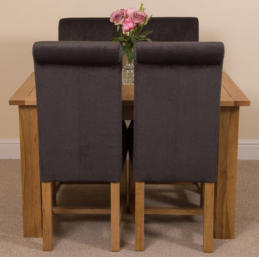 Hampton Small Oak Extending Dining Table with 4 Washington Black Fabric Chairs