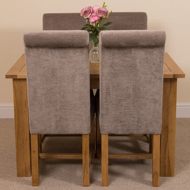 Hampton Small Oak Extending Dining Table with 4 Washington Grey Fabric Chairs