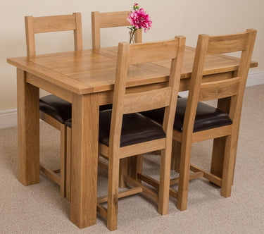 Hampton Small Oak Extending Dining Table with 4 Lincoln Oak Chairs