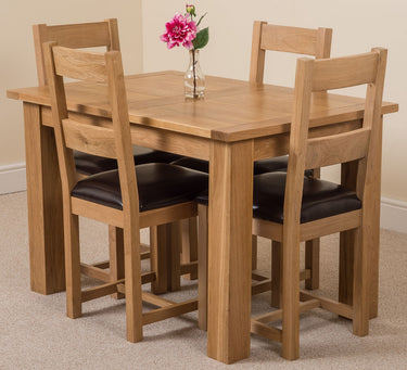 Hampton Small Oak Extending Dining Table with 4 Lincoln Oak Chairs