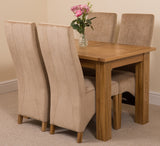 Hampton Small Oak Extending Dining Table with 4 Lola Beige Fabric Chairs