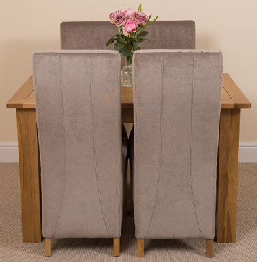 Hampton Small Oak Extending Dining Table with 4 Lola Grey Fabric Chairs