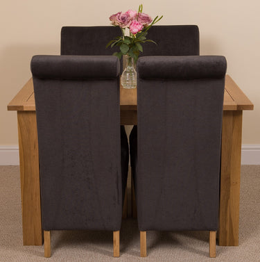 Hampton Small Oak Extending Dining Table with 4 Montana Black Fabric Chairs