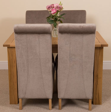 Hampton Small Oak Extending Dining Table with 4 Montana Grey Fabric Chairs