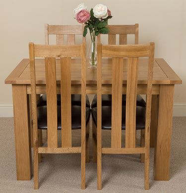 Hampton Small Oak Extending Dining Table with 4 Princeton Oak Chairs
