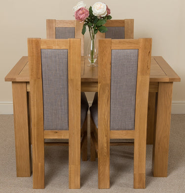 Hampton Small Oak Extending Dining Table with 4 Stanford Oak Chairs