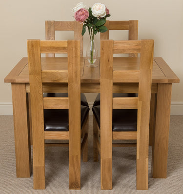 Hampton Small Oak Extending Dining Table with 4 Yale Oak Chairs
