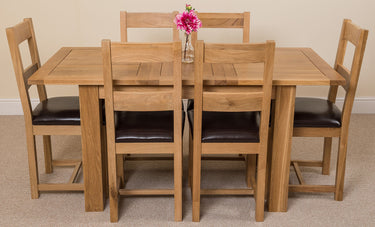 Hampton Small Oak Extending Dining Table with 6 Lincoln Oak Chairs