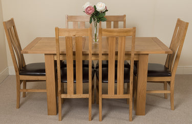Hampton Small Oak Extending Dining Table with 6 Princeton Oak Chairs