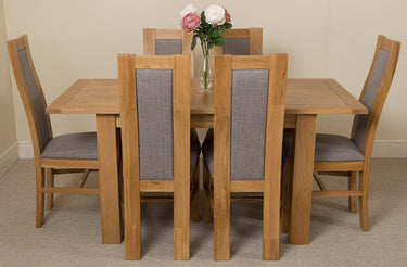 Hampton Small Oak Extending Dining Table with 6 Stanford Oak Chairs