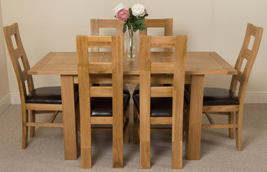 Hampton Small Oak Extending Dining Table with 6 Yale Oak Chairs