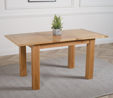 Hampton Small Oak Extending Dining Table with 4 Lola Grey Fabric Chairs