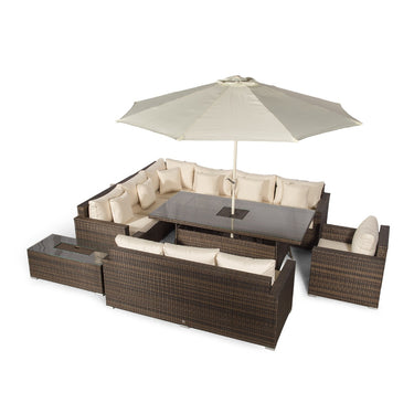 Havana - Modular 10 Seat Drinks Cooler Rattan Corner Sofa Dining Set With 3 Seat Sofa, Armchair & Coffee Table - Brown