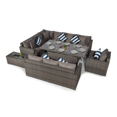 Havana - Modular 10 Seat Drinks Cooler Rattan Corner Sofa Dining Set With 3 Seat Sofa, Armchair & Coffee Table - Grey