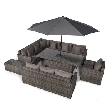 Havana - Modular 10 Seat Drinks Cooler Rattan Corner Sofa Dining Set With 3 Seat Sofa, Armchair & Coffee Table - Grey