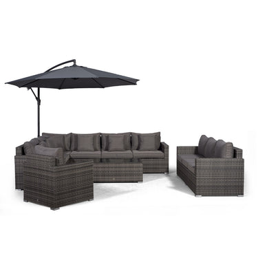 Havana Modular 10 Seat Rattan Conversation Set With 3 Seater Sofa, Armchair & Coffee Table - Grey