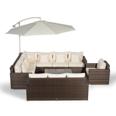Havana Modular 10 Seat Rattan Conversation Set With 3 Seater Sofa, Armchair & Coffee Table - Brown
