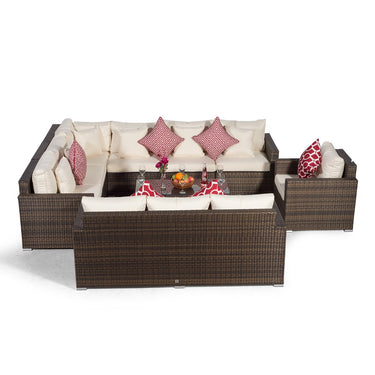 Havana Modular 10 Seat Rattan Conversation Set With 3 Seater Sofa, Armchair & Coffee Table - Brown