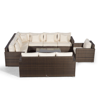 Havana Modular 10 Seat Rattan Conversation Set With 3 Seater Sofa, Armchair & Coffee Table - Brown