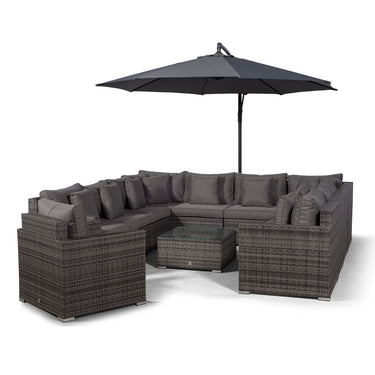 Havana Modular 11 Seat Rattan Conversation Set With Armchair & Drinks Cooler Coffee Table - Grey