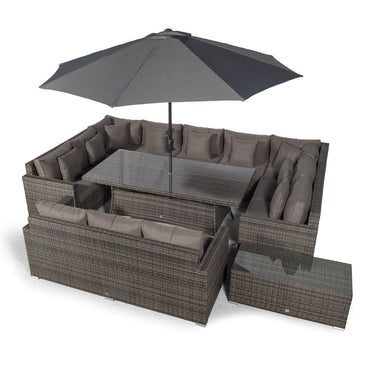 Havana - Modular U Shaped 12 Seat Rattan Conversation Dining Set With 3 Seater Sofa & Coffee Table - Grey
