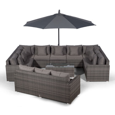 Havana Modular 12 Seat Rattan Conversation Set With 3 Seater Sofa & Drinks Cooler Coffee Table - Grey