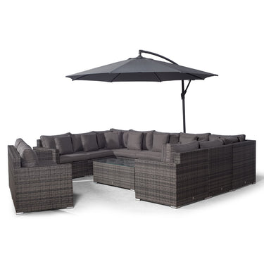 Havana Modular 12 Seat Rattan Conversation Set With 3 Seater Sofa & Drinks Cooler Coffee Table - Grey