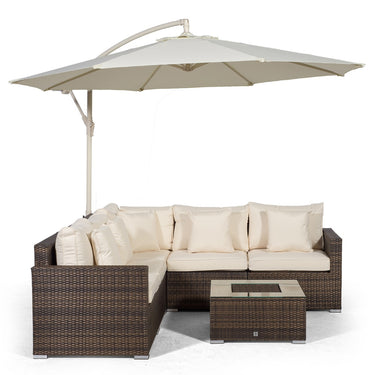 Havana L Shape Modular 5 Seat Rattan Corner Sofa Set With Drinks Cooler Coffee Table - Brown
