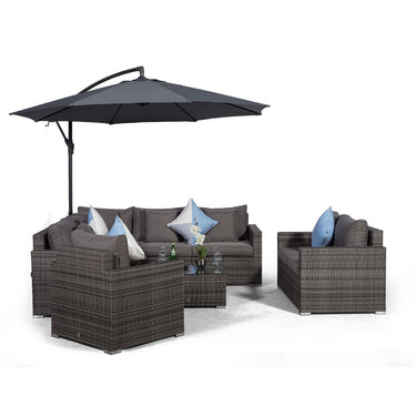 Havana Modular 8 Seat Rattan Conversation Set With 2 Seater Sofa, Armchair & Coffee Table - Grey