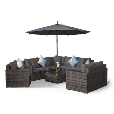 Havana Modular 8 Seat Rattan Conversation Set With 2 Seater Sofa, Armchair & Coffee Table - Grey