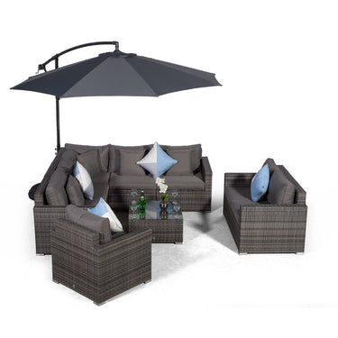 Havana Modular 8 Seat Rattan Conversation Set With 2 Seater Sofa, Armchair & Coffee Table - Grey