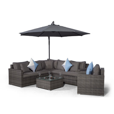 Havana L Shape Modular 6 Seat Rattan Corner Sofa Set With Armchair & Drinks Cooler Coffee Table - Grey