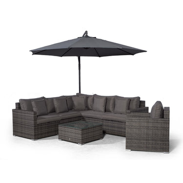 Havana L Shape Modular 6 Seat Rattan Corner Sofa Set With Armchair & Drinks Cooler Coffee Table - Grey