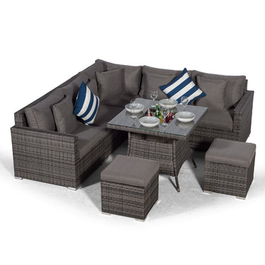 Havana - Modular 7 Seat Rattan Corner Sofa Dining Set with Drinks Cooler - Grey