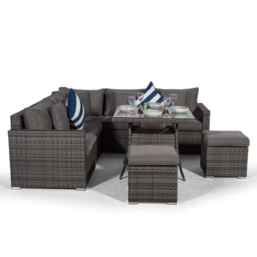 Havana - Modular 7 Seat Rattan Corner Sofa Dining Set with Drinks Cooler - Grey