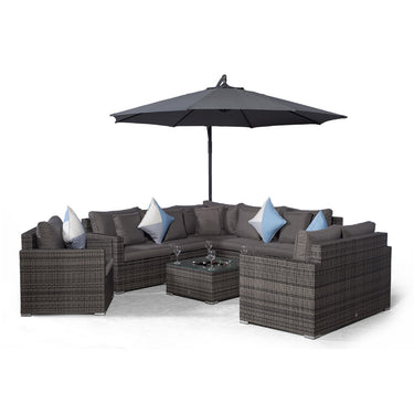 Havana Modular 8 Seat Rattan Conversation Set With 2 Seater Sofa, Armchair & Ice Cooler Coffee Table - Grey