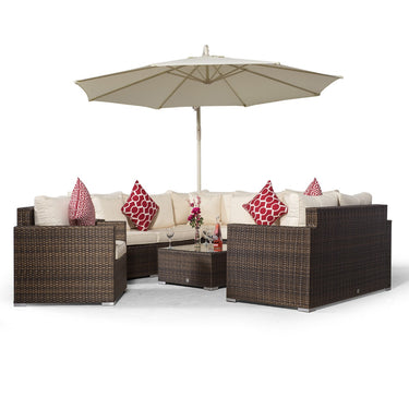 Havana Modular 8 Seat Rattan Conversation Set With 2 Seater Sofa, Armchair & Coffee Table - Brown
