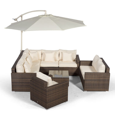 Havana Modular 8 Seat Rattan Conversation Set With 2 Seater Sofa, Armchair & Coffee Table - Brown