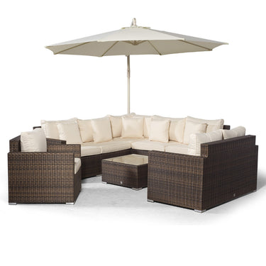 Havana Modular 8 Seat Rattan Conversation Set With 2 Seater Sofa, Armchair & Coffee Table - Brown