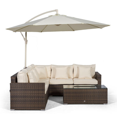 Havana L Shape Modular 5 Seat Rattan Corner Sofa Set With Large Drinks Cooler Coffee Table - Brown